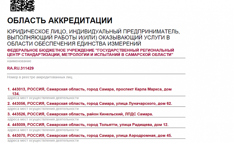 В ФБУ «Самарский ЦСМ» расширена область аккредитации